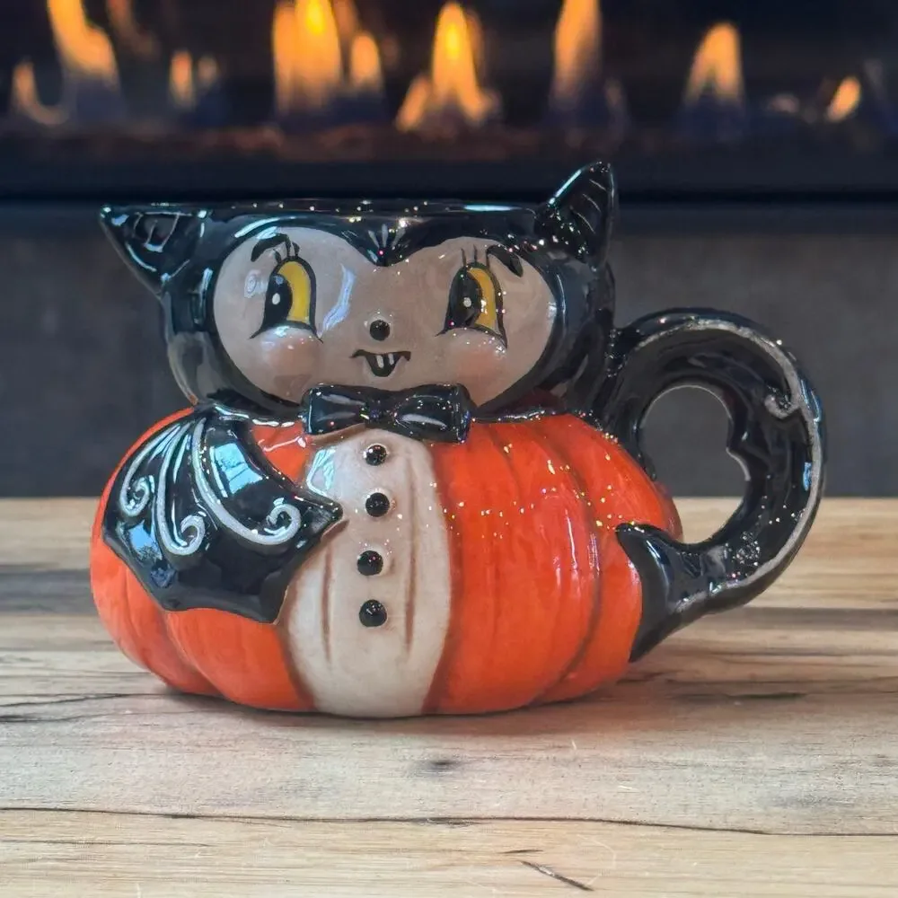 New Johanna Parker Transpac Halloween Bat Pumpkin Peep Creamer Pitcher Mug